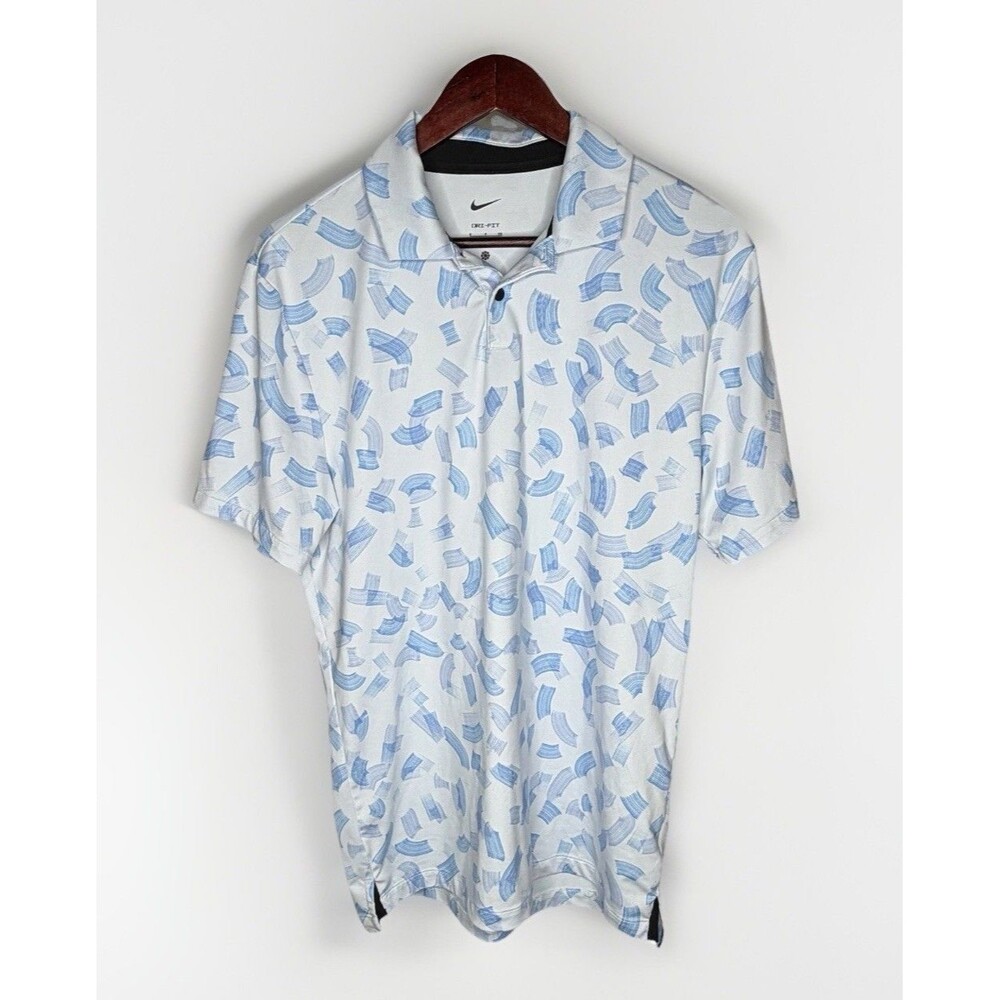 Nike Tour Dri-FIT Golf Polo Shirt Blue White Abstract AOP Men's Small FD5739